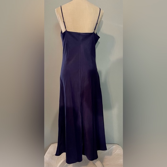 Drape Cowl-Neck Spaghetti-Strap Navy-Blue Midi Sexy backless Dress, NWT, M - Picture 8 of 10